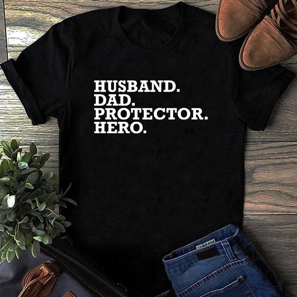 Tops - Husband Dad Protector Hero Shirt, Favorite Dad Shirt, Dad Shirt